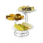دیس پایه دار 3 طبقه نقره ای